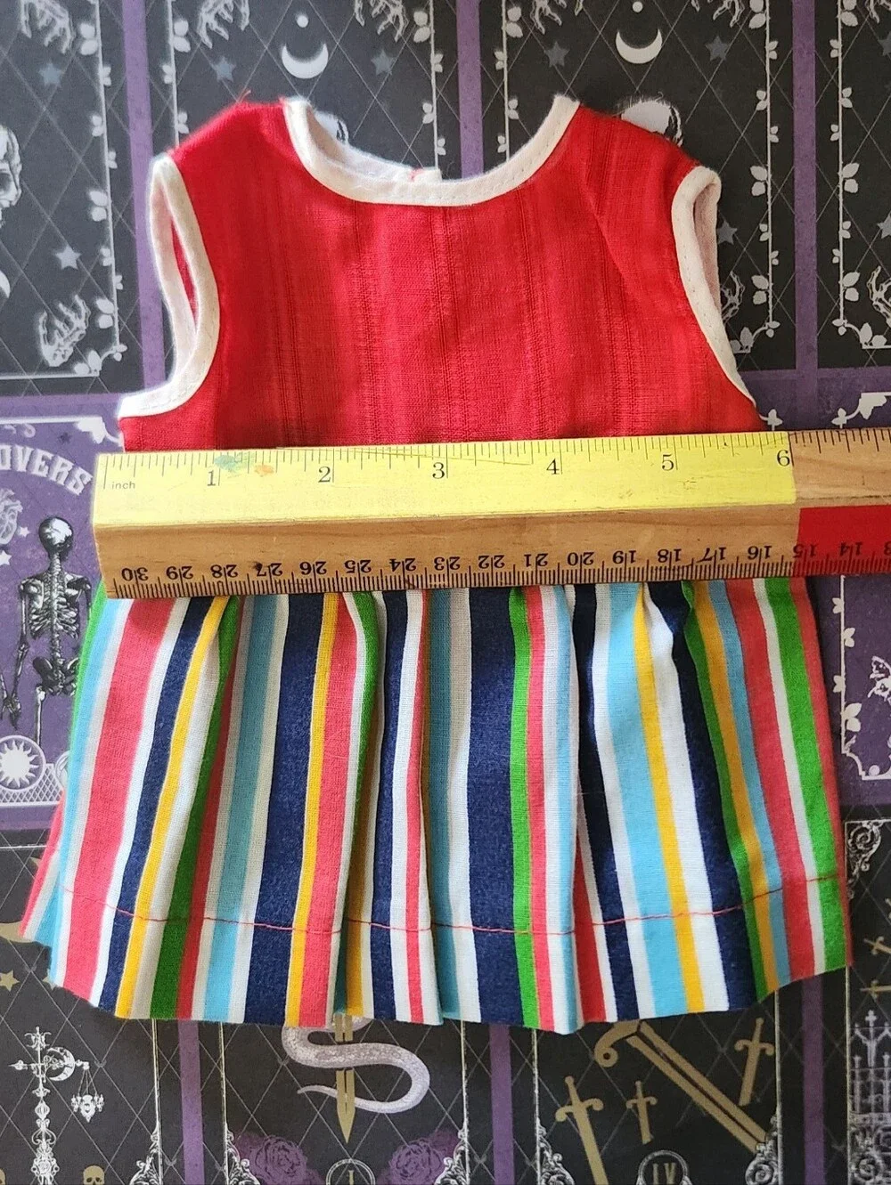 Baby Doll Fashion 012 VINTAGE STRIPED DRESS RED BODICE fits 18 Inch Dolls